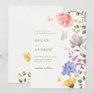 Invitation Mariage de jardin fleuri esthétique