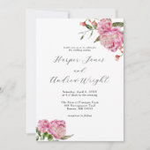 Invitation Mariage de jardin fleuri rose (Devant)