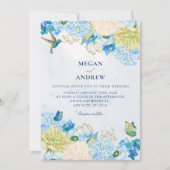 Invitation Mariage de jardin floral bleu (Devant)