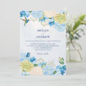 Invitation Mariage de jardin floral bleu (Debout devant)