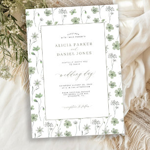 Invitation Mariage de jardin floral de fleurs sauvages vert s
