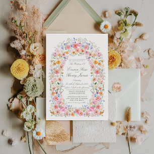 Invitation Mariage de jardin floral de prairie vibrante