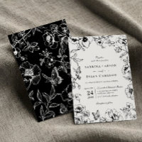 Mariage de jardin floral élégant en noir et blanc