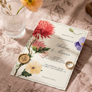 Invitation Mariage de jardin floral rose violet botanique