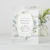 Invitation Mariage de jardin géométrique eucalyptus QR Code r (Debout devant)