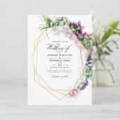 Invitation Mariage de jardin Herbier de succulentes géométriq (Debout devant)
