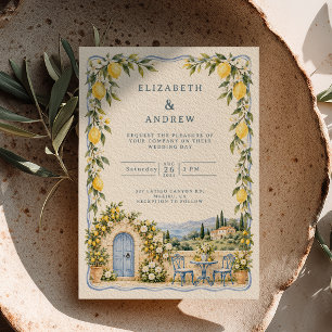 Invitation Mariage de jardin italien Lemon Blue Door