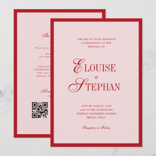 Invitation Mariage de Jardin Luxueux aux Teintes Roses et Rou