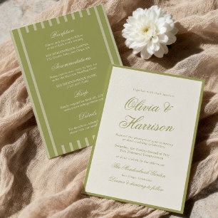 Invitation Mariage de Jardin Olive Vert Calligraphie Tout en 