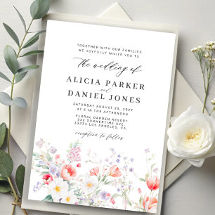 Invitation Mariage de jardin romantique et élégant avec des f