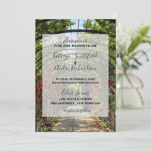 Invitation Mariage de jardin Rose (Debout devant)