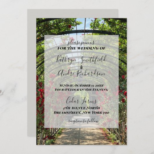 Invitation Mariage de jardin Rose (Devant / Derrière)