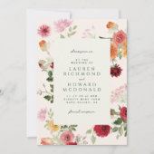 Invitation Mariage de jardin rustique aquarelle aux fleurs ve (Devant)