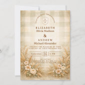 Invitation Mariage de jardin rustique avec blé et fleurs sauv (Devant)