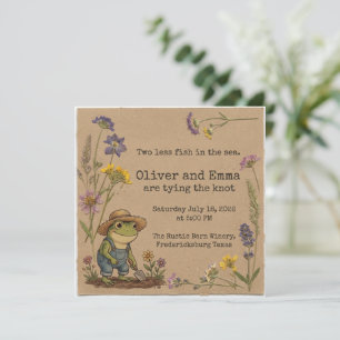Invitation Mariage de jardin rustique avec grenouille 
