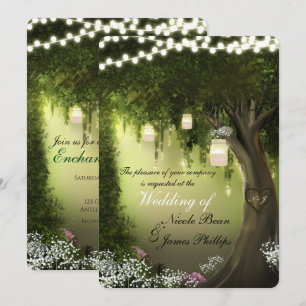 Invitation Mariage de jardin rustique enchanté sous les chêne