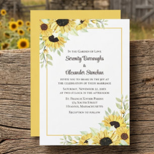 Invitation Mariage de jardin rustique jaune tournesol floral