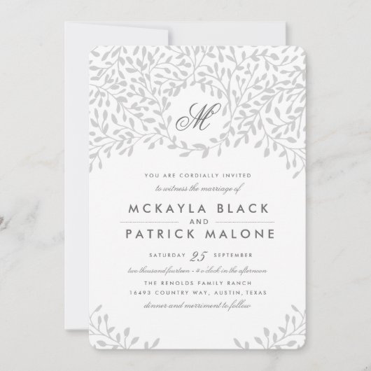 Invitation Mariage de jardin secret - gris (Devant)