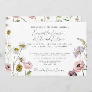 Invitation Mariage de jardin simple rose vif