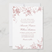 Invitation Mariage de jardin victorien Dusty Blush Rose (Devant)