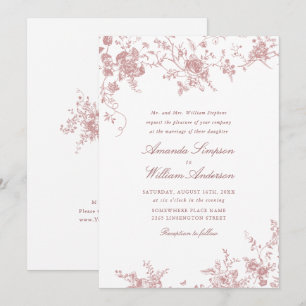 Invitation Mariage de jardin victorien Dusty Blush Rose