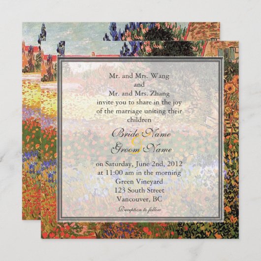 Invitation Mariage de jardin vintage (Devant / Derrière)