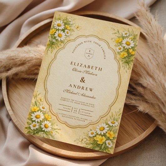 Invitation Mariage de jardin vintage Daisy