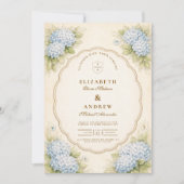 Invitation Mariage de Jardin Vintage Hydrangea Bleu (Devant)
