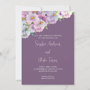 Invitation Mariage de jardin violet et bleu Fleur sauvage vio