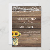 Invitation Mariage de jarre de chaîne de tournesol rustique (Devant)