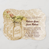 Invitation mariage de jarre de maçon en damas floral occident (Devant / Derrière)