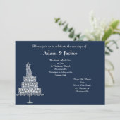 Invitation Mariage DE JEU DE DIAMANTS DE LA MARINE ÉLÉGANT (Debout devant)