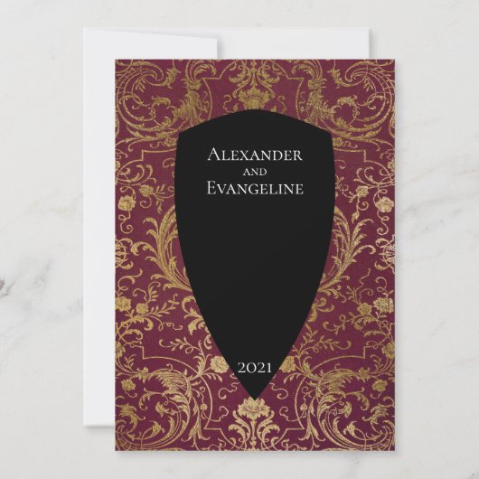 Invitation Mariage de jeu de table élégant de l'épée médiéval (Dos)