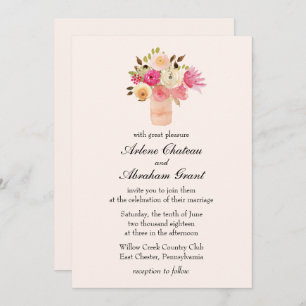 Invitation Mariage de joie rose florale