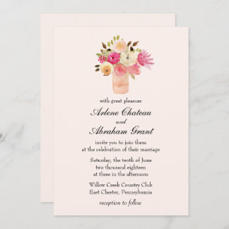 Invitation Mariage de joie rose florale