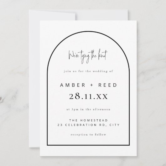 Invitation Mariage de jonction d'arche moderne noir et blanc (Devant)