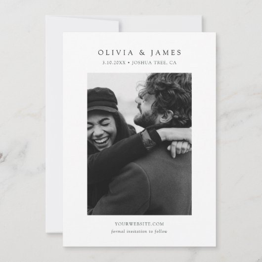 Invitation Mariage de Joshua Tree Enregistrer la date Noir &  (Dos)