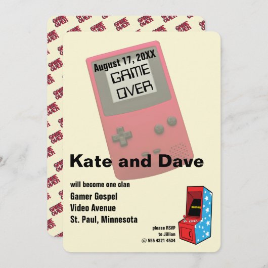 Invitation Mariage de joueur vidéo incroyable (Devant / Derrière)