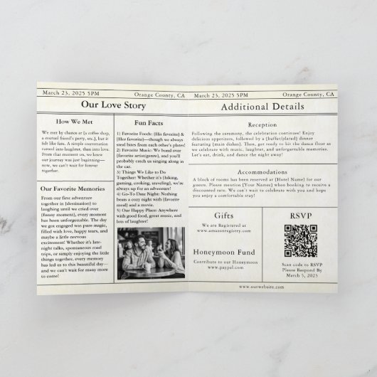 Invitation Mariage de journal (Intérieur)