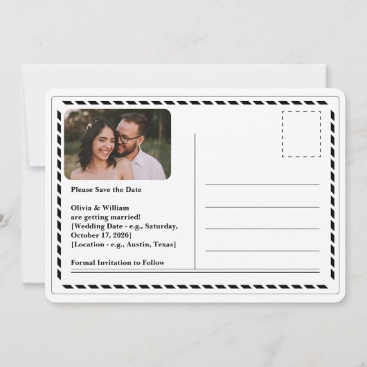 Invitation Mariage de journal Moderne Élégant Enregistrer La  (Dos)