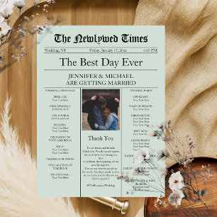 Invitation Mariage de journal traditionnel Vintage vert