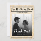 Invitation Mariage de journal unique rustique élégant Merci (Devant)