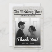 Invitation Mariage de journal unique Vintage élégant Merci (Devant)