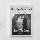 Invitation Mariage de journal Vintage Élégant Enregistrer la  (Devant)