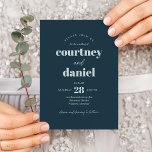 Invitation Mariage de jumelage moderne Blue Navy<br><div class="desc">Le Faire-part de mariage moderne Navy Blue Trendy Mix Match est doté d'appareillages de type moderne aux couleurs audacieuses et modernes.</div>