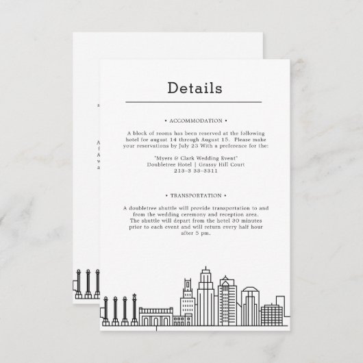Invitation Mariage de Kansas | Détails de l'invité 2 côtés (Devant / Derrière)