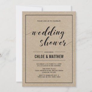 Invitation Mariage de Kraft Modern Typography pour couples
