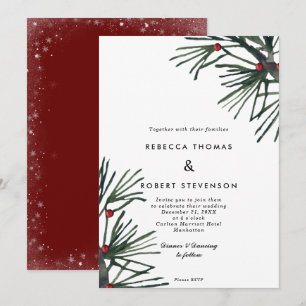 Invitation mariage de la baie de pin de Noël