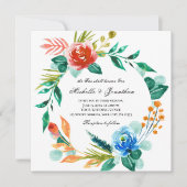 Invitation Mariage de la Bible chrétienne de fleurs bleu rose (Devant)