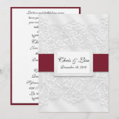 Invitation Mariage de la Bible Rouge profonde en dentelle emb (Devant / Derrière)